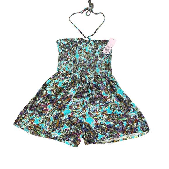 Wild Fable Women's Sleeveless Woven Smocked Romper - Blue Paisley XX Small NWT - Picture 8 of 16
